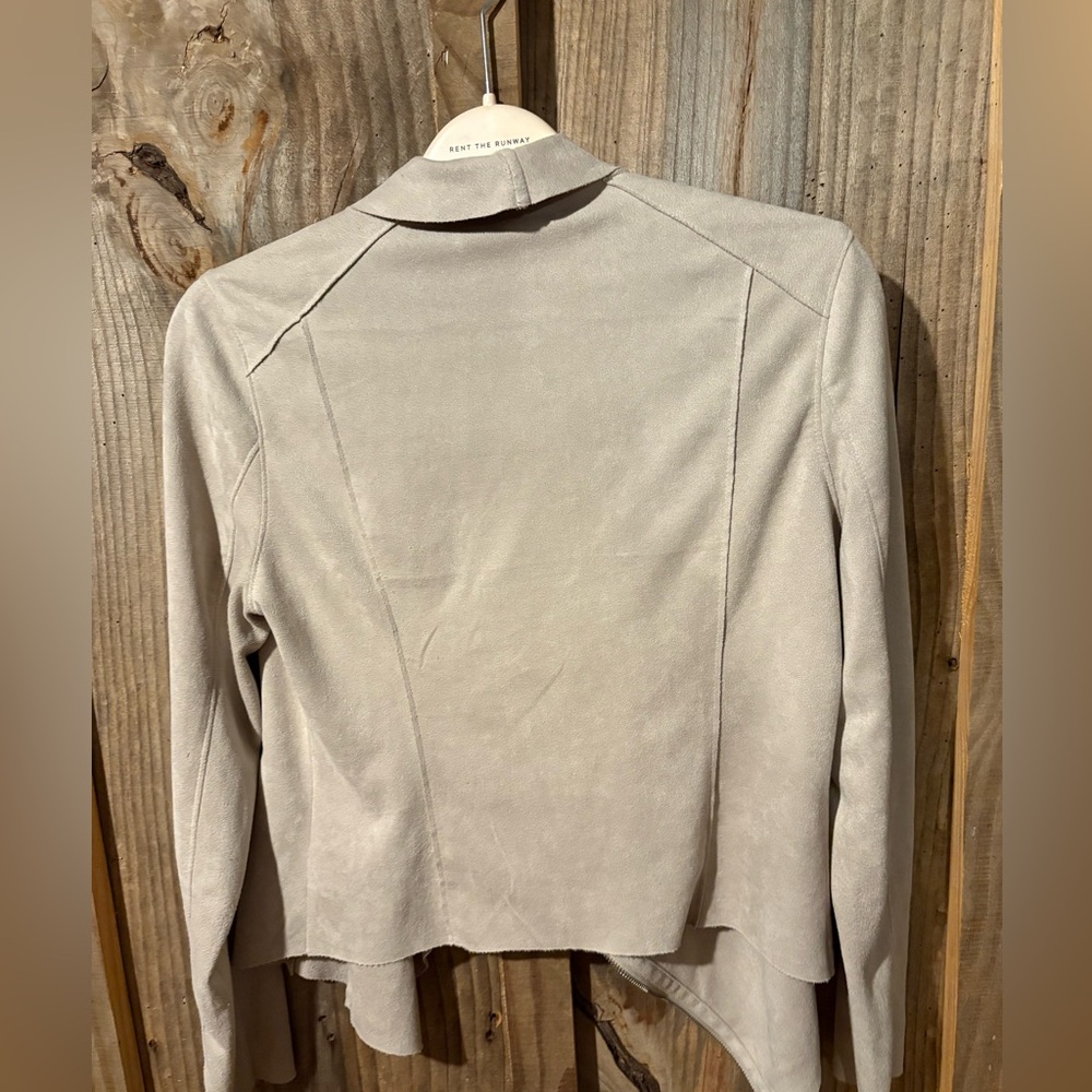 Blank NYC Waterfall Collar Blazer Beige Drape Front Faux Suede Jacket size small - Picture 11 of 12